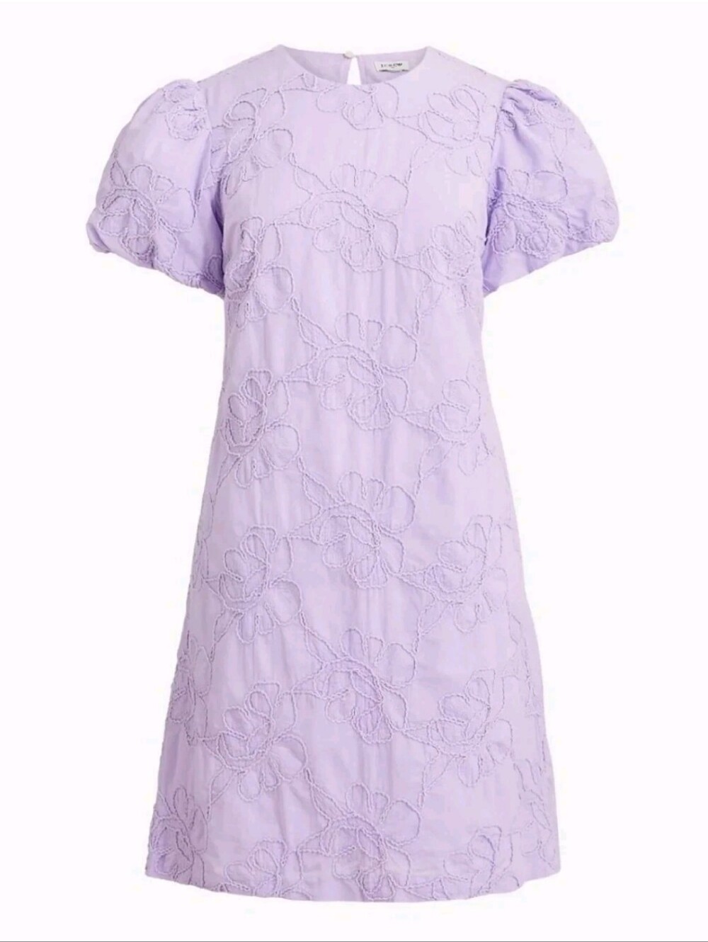 J Crew Embroidered 3D Dress Size 8 Lilac Purple Puff Sleeve Lined Romantic Mini